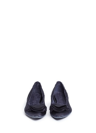 Front View - Click To Enlarge - PEDRO GARCIA  - 'Albany' ruffled satin skimmer flats
