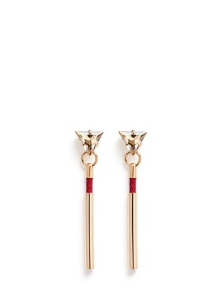 Main View - Click To Enlarge - ANTON HEUNIS - 'Dainty Drop' vintage glass stone leather cord earrings