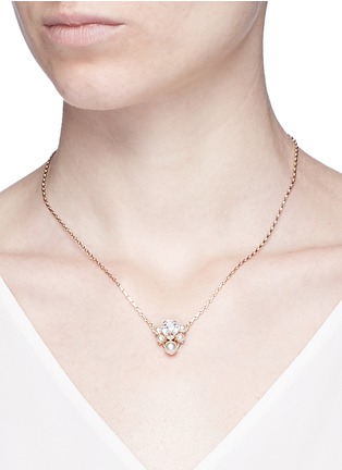 Figure View - Click To Enlarge - ANTON HEUNIS - Swarovski crystal leaf pendant necklace