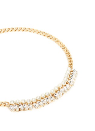 Detail View - Click To Enlarge - ANTON HEUNIS - Glass pearl Swarovski crystal curb chain necklace