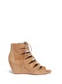 Main View - Click To Enlarge - SAM EDELMAN - 'Santina' caged lace-up suede wedge sandals