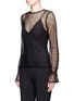 Front View - Click To Enlarge - 72723 - Flared cuff web lace top