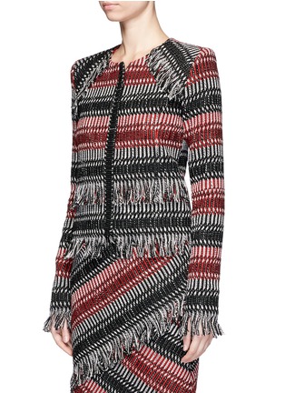 Front View - Click To Enlarge - 72723 - Fringe stripe wool blend tweed jacket