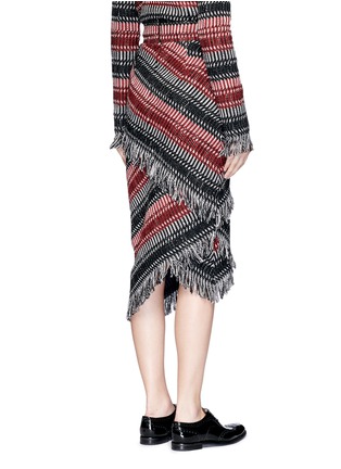 Back View - Click To Enlarge - 72723 - Fringe stripe wool blend tweed midi skirt
