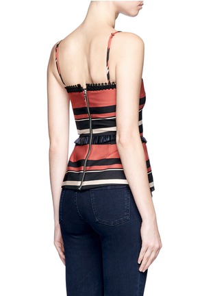 Back View - Click To Enlarge - 72723 - Faux leather fringe stripe peplum bustier top