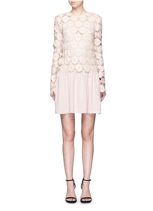 Main View - Click To Enlarge - 72723 - Daisy guipure lace top crepe dress