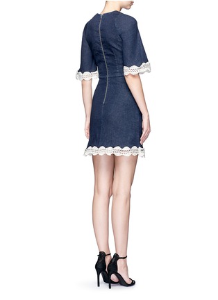 Back View - Click To Enlarge - 72723 - Crochet lace denim dress