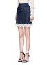 Front View - Click To Enlarge - 72723 - Crochet lace denim skirt