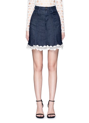 Main View - Click To Enlarge - 72723 - Crochet lace denim skirt