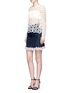 Figure View - Click To Enlarge - 72723 - Crochet lace denim skirt