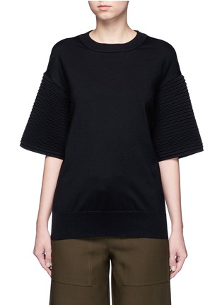 Main View - Click To Enlarge - HYKE - Pleated sleeve wool blend sweater