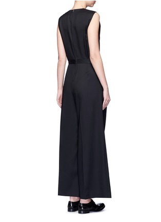 Back View - Click To Enlarge - HYKE - 'Work' belted wide leg wool jumpsuit