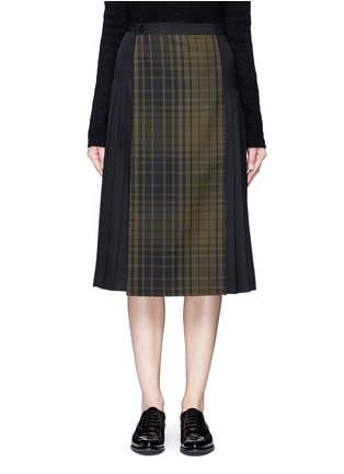 Main View - Click To Enlarge - HYKE - Check print tuck pleat wrap skirt