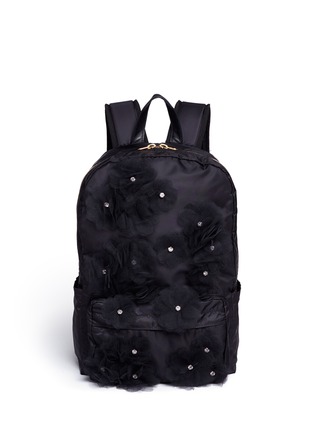 Main View - Click To Enlarge - 73115 - Jewelled tulle floral appliqué nylon backpack