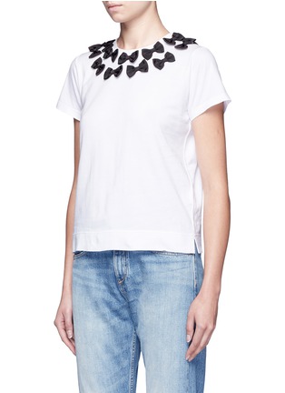 Front View - Click To Enlarge - 73115 - Ribbon collar cotton jersey T-shirt