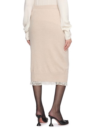 Back View - Click To Enlarge - ERMANNO SCERVINO - Embroidered Lace Trim Knit Midi Skirt