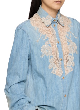  - ERMANNO SCERVINO - Long Sleeve Embroidered Denim Shirt