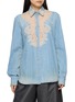 ERMANNO SCERVINO Long Sleeve Embroidered Denim Shirt
