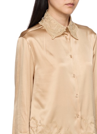  - ERMANNO SCERVINO - Long Sleeve Lace Embroidered Silk Shirt