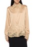 ERMANNO SCERVINO Long Sleeve Lace Embroidered Silk Shirt