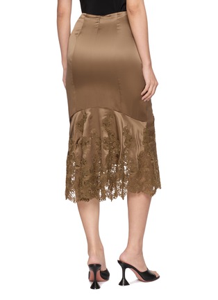 Back View - Click To Enlarge - ERMANNO SCERVINO - Lace Embroidered Satin Midi Skirt