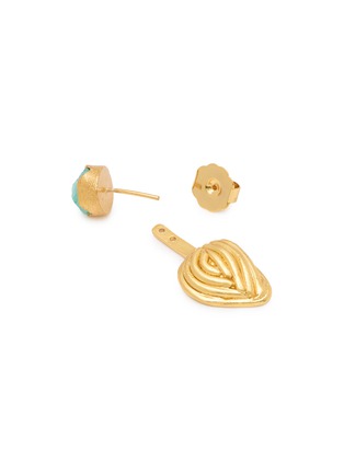 Detail View - Click To Enlarge - FENOMENA - Shell Front Back Emerald Centre Earrings
