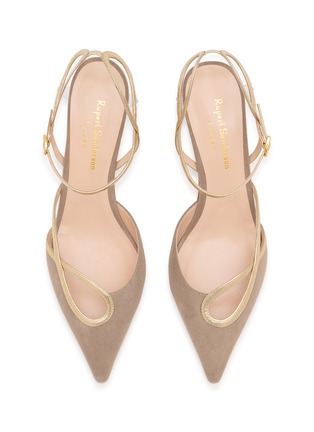 Detail View - Click To Enlarge - RUPERT SANDERSON - 75 Metallic-Trim Suede Heel Pumps