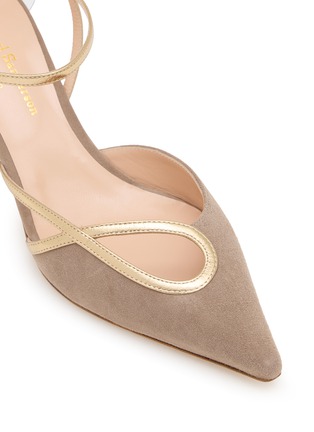 Detail View - Click To Enlarge - RUPERT SANDERSON - 75 Metallic-Trim Suede Heel Pumps