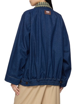 Back View - Click To Enlarge - EENK - Convertible Collar Raglan Sleeves Cotton Denim Jumper