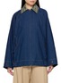 EENK Convertible Collar Raglan Sleeves Cotton Denim Jumper