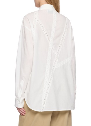 Back View - Click To Enlarge - EENK - Lace Detail Origami Cotton Shirt