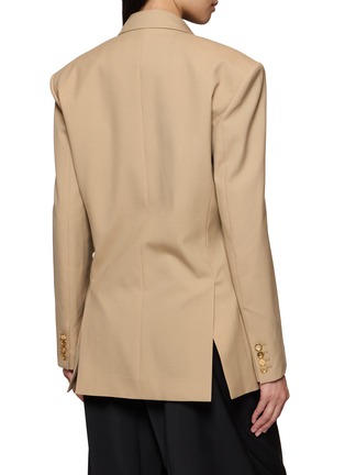 Back View - Click To Enlarge - EENK - Double Breasted Scarf Detail Jacket