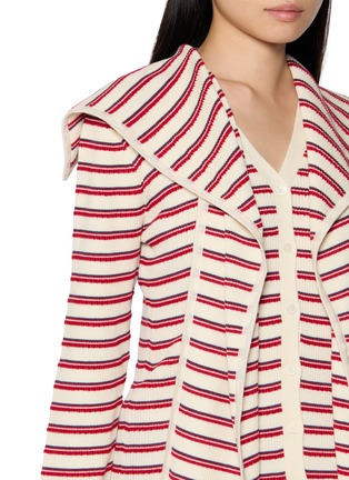  - EENK - Multi Way Striped Rib Knit Cardigan