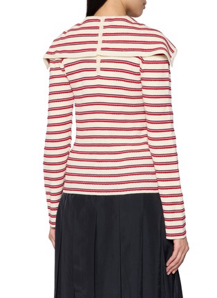 Back View - Click To Enlarge - EENK - Multi Way Striped Rib Knit Cardigan