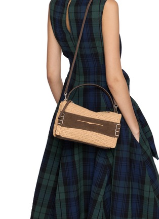 Front View - Click To Enlarge - JW ANDERSON - Small Loafer Raffia Suede Shoulder Bag