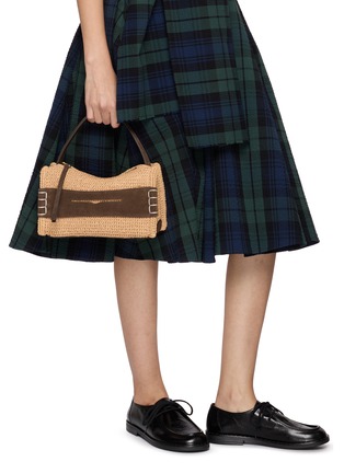 Figure View - Click To Enlarge - JW ANDERSON - Small Loafer Raffia Suede Shoulder Bag