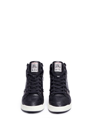 Front View - Click To Enlarge - ASH - 'Prince' stud high top leather wedge sneakers