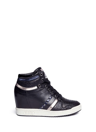 Main View - Click To Enlarge - ASH - 'Prince' stud high top leather wedge sneakers