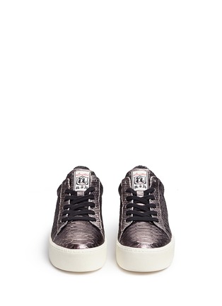 Front View - Click To Enlarge - ASH - 'Cult' snake effect metallic leather platform sneakers
