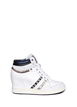 Main View - Click To Enlarge - ASH - 'Prince' stud high top leather wedge sneakers