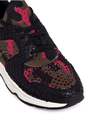 Detail View - Click To Enlarge - ASH - 'Mood' hotfix strass snakeskin effect camouflage sneakers