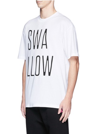 Front View - Click To Enlarge - MC Q - 'Swallow' slogan print T-shirt