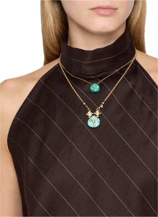 Figure View - Click To Enlarge - MARIE LAURE CHAMOREL - Sterling Silver Silk Yarn Crystal  Turquoise Pendant Necklace