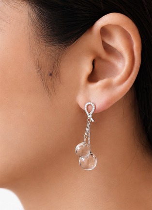 Detail View - Click To Enlarge - HEALORA - Lunar Twins Clear Quartz Earrings
