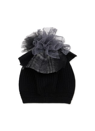 Figure View - Click To Enlarge - CA4LA - Ballon Tulle Trim Knit Beanie