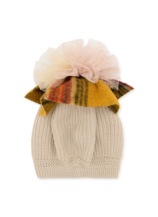 Figure View - Click To Enlarge - CA4LA - Ballon Tulle Trim Knit Beanie
