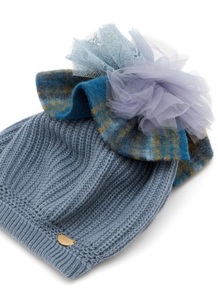 Detail View - Click To Enlarge - CA4LA - Ballon Tulle Trim Knit Beanie
