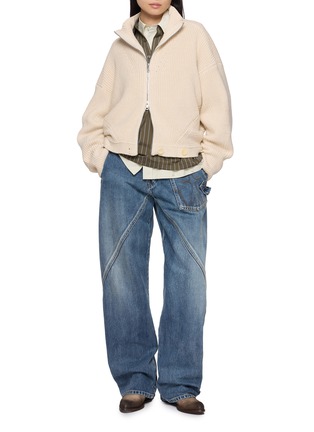 Figure View - Click To Enlarge - BEAUTIFUL PEOPLE - Double End Collar Zip Up Knit Sweater
