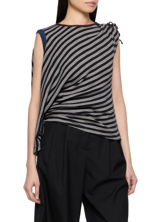 Detail View - Click To Enlarge - BEAUTIFUL PEOPLE - Miller Double Neck Striped Convertible T-Shirt