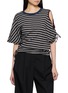 BEAUTIFUL PEOPLE Miller Double Neck Striped Convertible T-Shirt